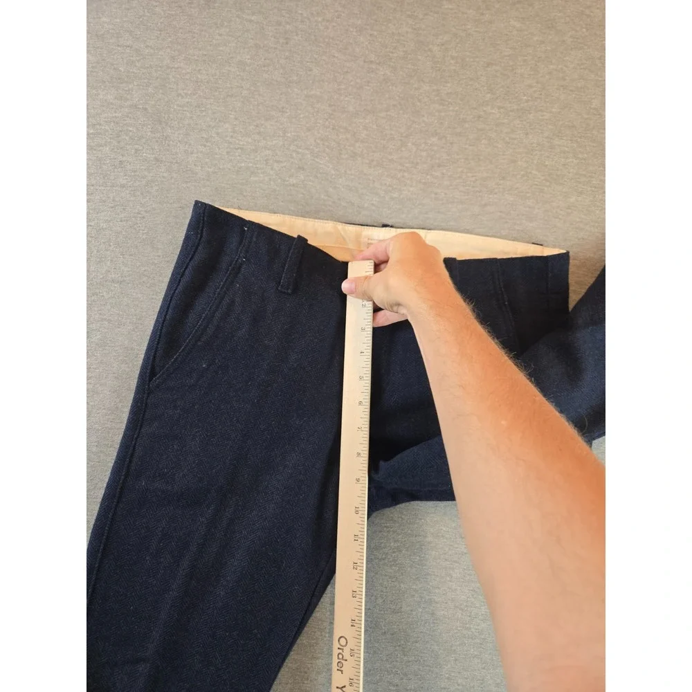 Thisisneverthat Pants Mens M‎ Navy Study Chevron Wool Trousers Crop 2014 F/W